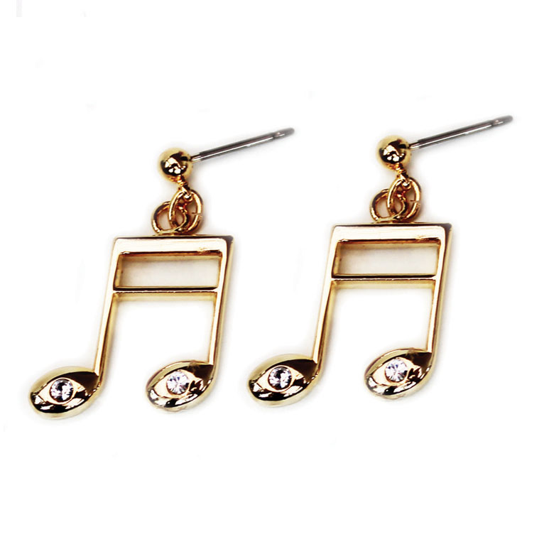 earrings with rhinestones semiquaver gold-plated sparkle gift